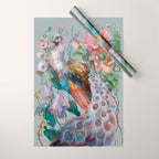 Floral Peacock Garden Wrapping Paper Gallery Image 1