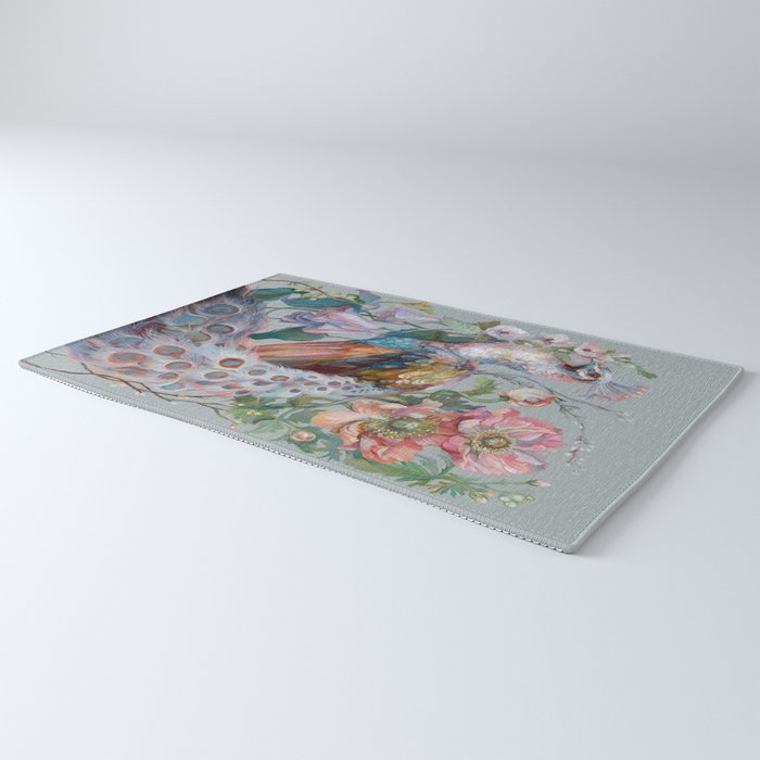 Floral Peacock Garden Rug Gallery Image 3