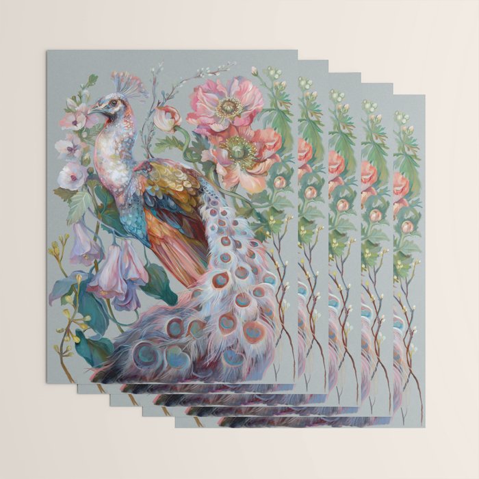 Floral Peacock Garden Wrapping Paper Gallery Image 3