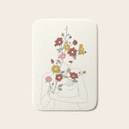 Colorful Thoughts Minimal Line Art Woman with Wild Roses Bath Mat Gallery Image 1