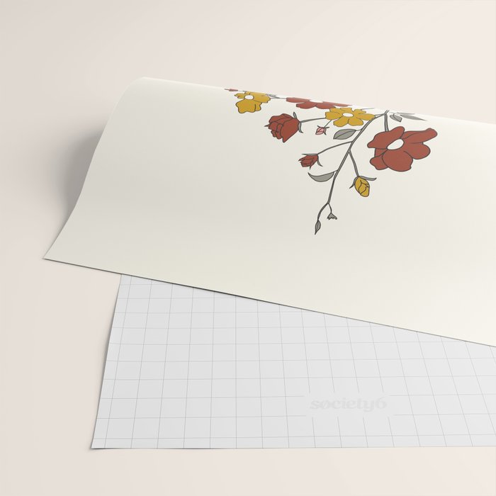 Colorful Thoughts Minimal Line Art Woman with Wild Roses Wrapping Paper Gallery Image 2