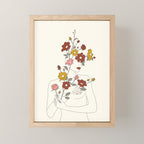 Colorful Thoughts Minimal Line Art Woman with Wild Roses Mini Art Print Gallery Image 1