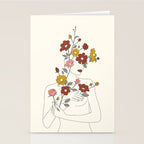 Colorful Thoughts Minimal Line Art Woman with Wild Roses Stationery Card Gallery Image 2