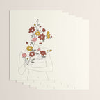 Colorful Thoughts Minimal Line Art Woman with Wild Roses Wrapping Paper Gallery Image 3