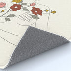 Colorful Thoughts Minimal Line Art Woman with Wild Roses Rug Gallery Image 4