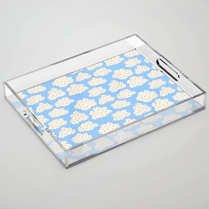 Cute Clouds In The Blue Sky Pattern Acrylic Tray Gallery Image 1