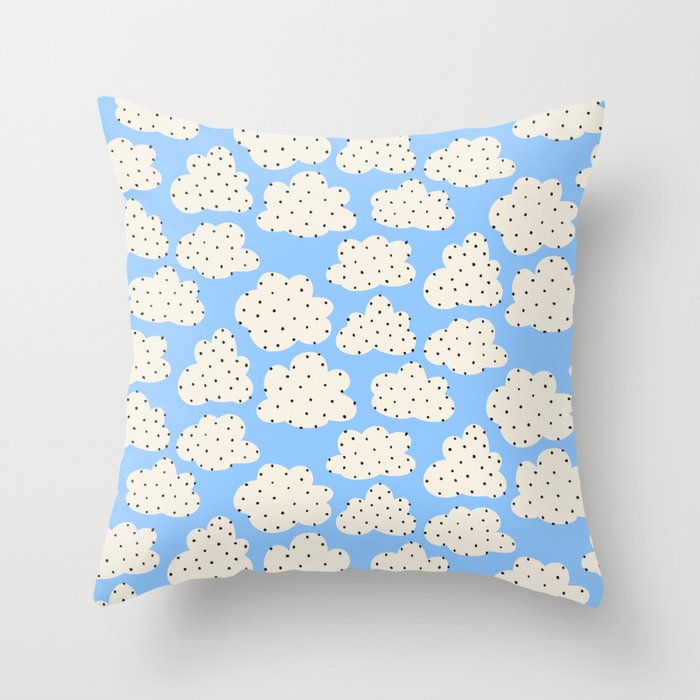 Cute Clouds In The Blue Sky Pattern Throw Pillow Gallery Image 1