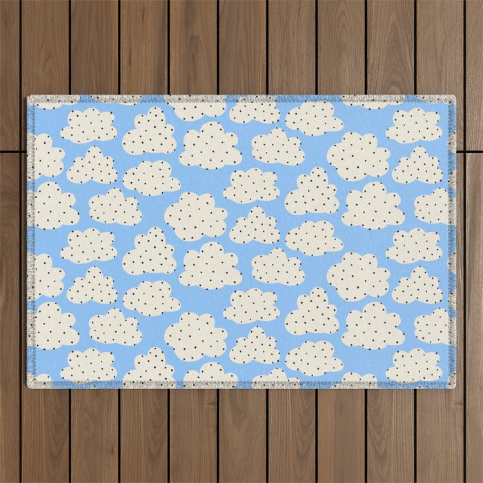 Cute Clouds In The Blue Sky Pattern Outdoor Rug Gallery Image 1