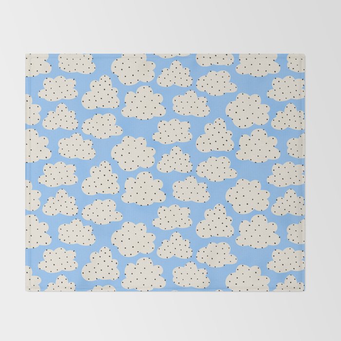 Cute Clouds In The Blue Sky Pattern Throw Blanket Gallery Image 2