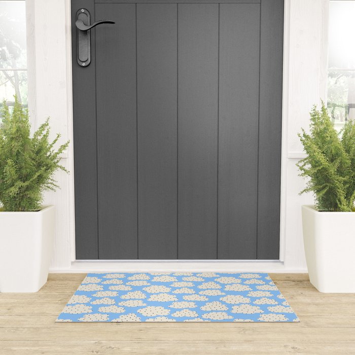 Cute Clouds In The Blue Sky Pattern Welcome Mat Gallery Image 3