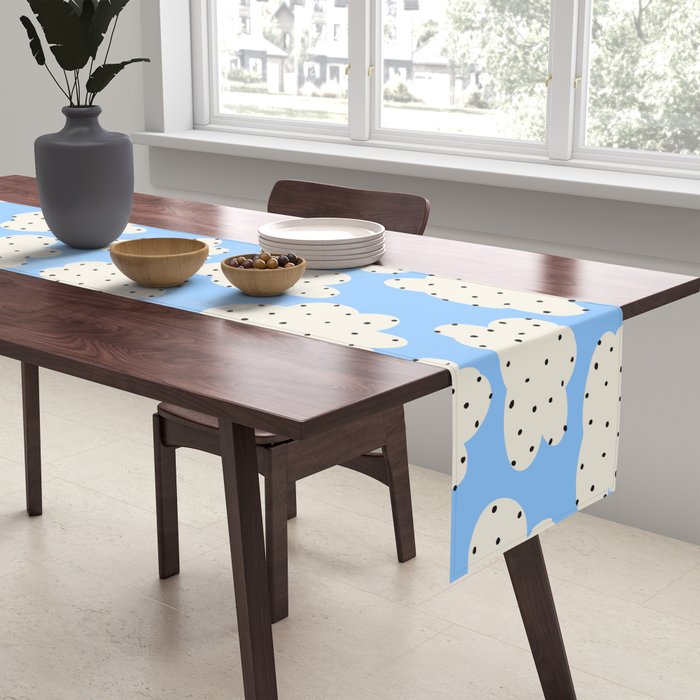 Cute Clouds In The Blue Sky Pattern Table Runner Gallery Image 2