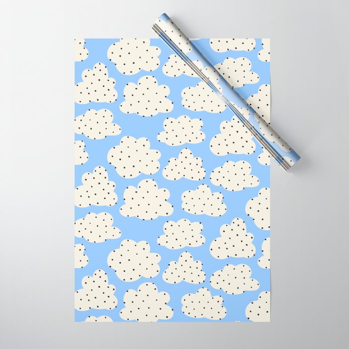 Cute Clouds In The Blue Sky Pattern Wrapping Paper Gallery Image 1