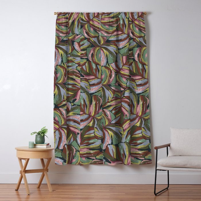 Layered Monstera - Rust Window Curtain Gallery Image 1