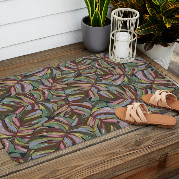 Layered Monstera - Rust Outdoor Rug Gallery Image 2