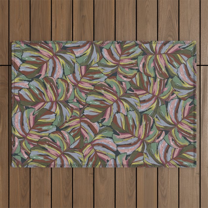 Layered Monstera - Rust Outdoor Rug Gallery Image 1