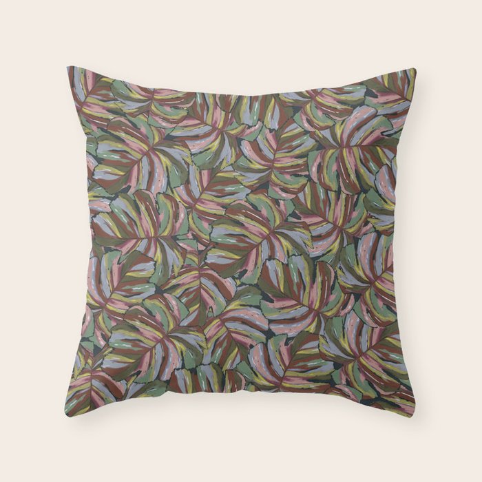 Layered Monstera - Rust Throw Pillow Gallery Image 6