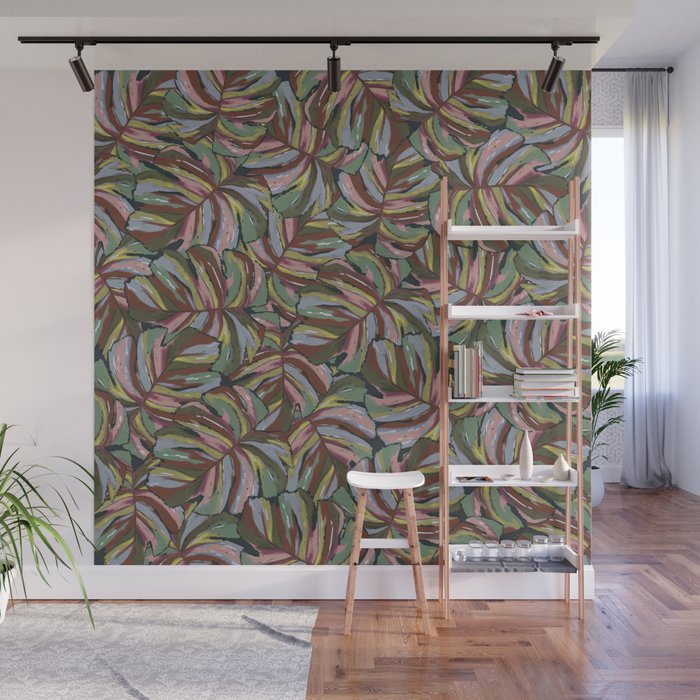 Layered Monstera - Rust Wall Mural Gallery Image 1