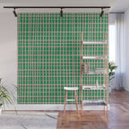 Irregular Grid Pattern in Green and Pink Wall Mural Gallery Image 1