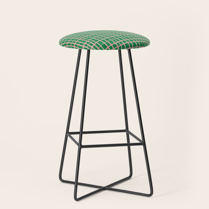 Irregular Grid Pattern in Green and Pink Stool Gallery Image 1