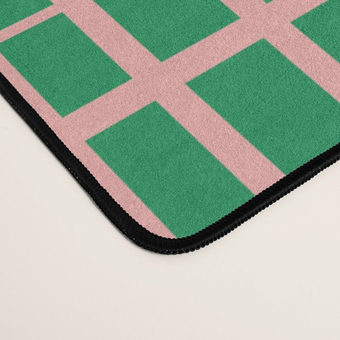 Irregular Grid Pattern in Green and Pink Desk Mat Gallery Image 4
