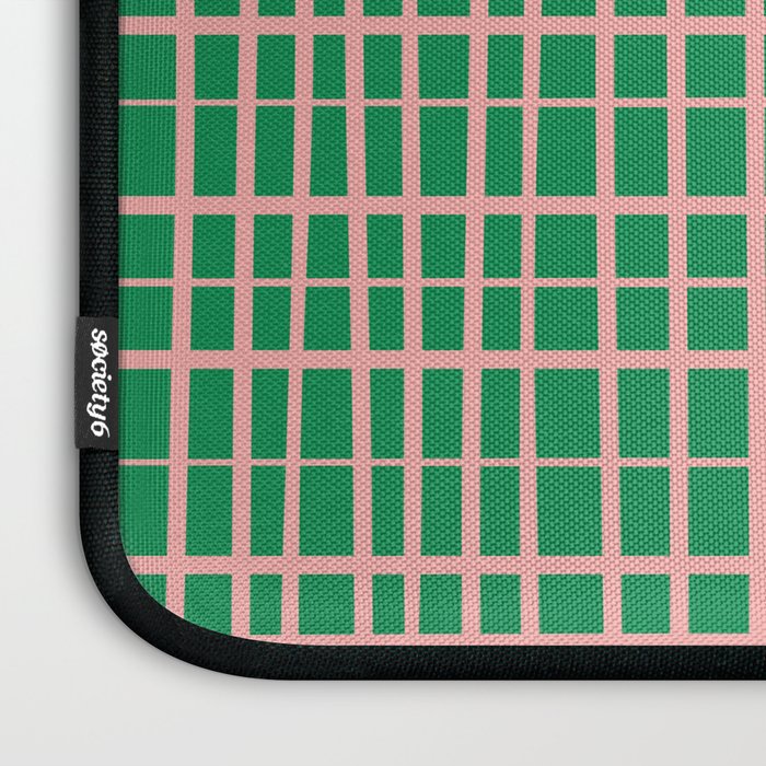 Irregular Grid Pattern in Green and Pink Laptop Sleeve Gallery Image 3