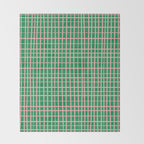 Irregular Grid Pattern in Green and Pink Throw Blanket Gallery Image 2