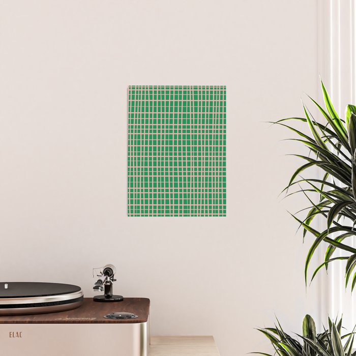 Irregular Grid Pattern in Green and Pink Poster Gallery Image 2