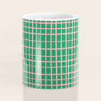 Irregular Grid Pattern in Green and Pink Coffee Mug Gallery Image 4