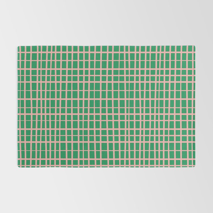 Irregular Grid Pattern in Green and Pink Rug Gallery Image 2
