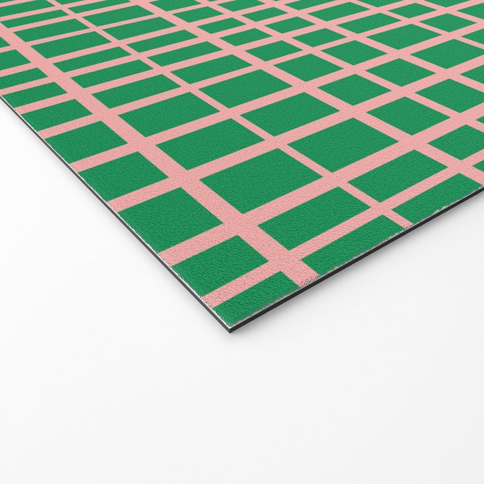 Irregular Grid Pattern in Green and Pink Welcome Mat Gallery Image 2