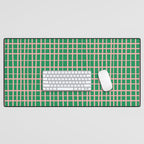 Irregular Grid Pattern in Green and Pink Desk Mat Gallery Image 1