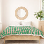 Irregular Grid Pattern in Green and Pink Duvet Cover Gallery Image 3