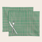 Irregular Grid Pattern in Green and Pink Placemat Gallery Image 1