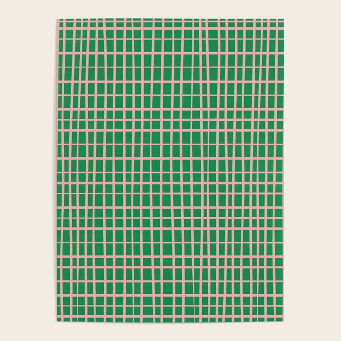 Irregular Grid Pattern in Green and Pink Poster Gallery Image 4