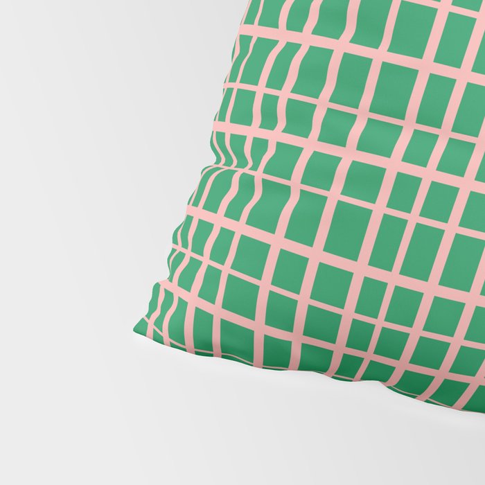 Irregular Grid Pattern in Green and Pink Pillow Sham Gallery Image 4