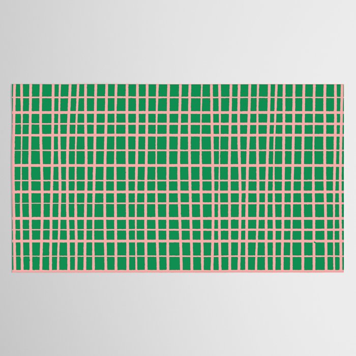 Irregular Grid Pattern in Green and Pink Tablecloth Gallery Image 2