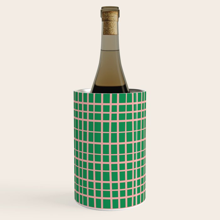 Irregular Grid Pattern in Green and Pink Wine Chiller Gallery Image 1