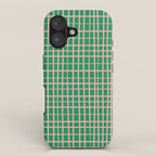 Irregular Grid Pattern in Green and Pink iPhone Case Gallery Image 1