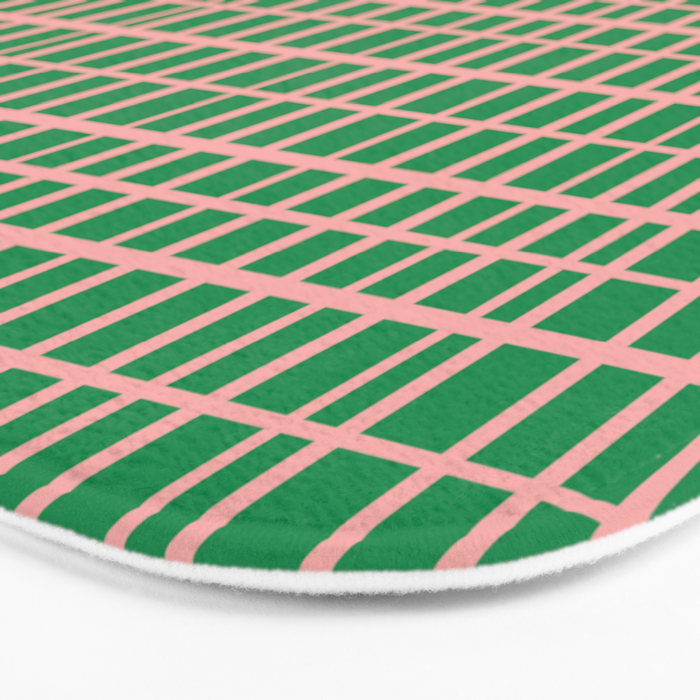Irregular Grid Pattern in Green and Pink Bath Mat Gallery Image 3