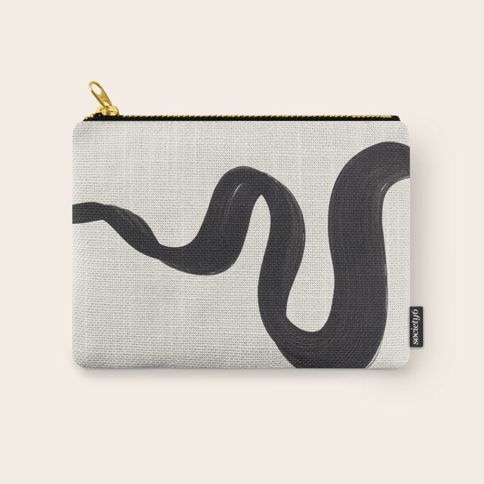 Minimalist Abstract Art Smoke Genie In The Lamp Mythical Magical Ink Art Black & White Carry All Pouch Gallery Image 1