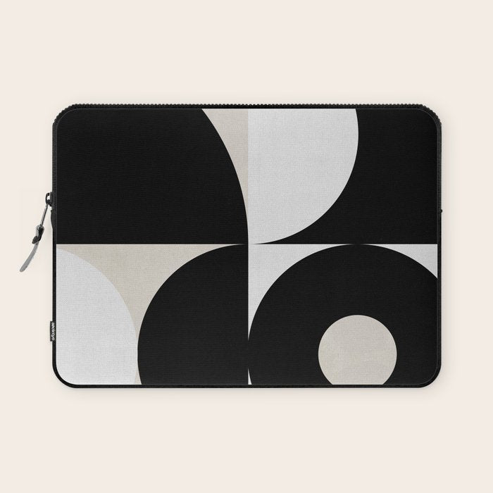 geometry mid modern black white Laptop Sleeve Gallery Image 1