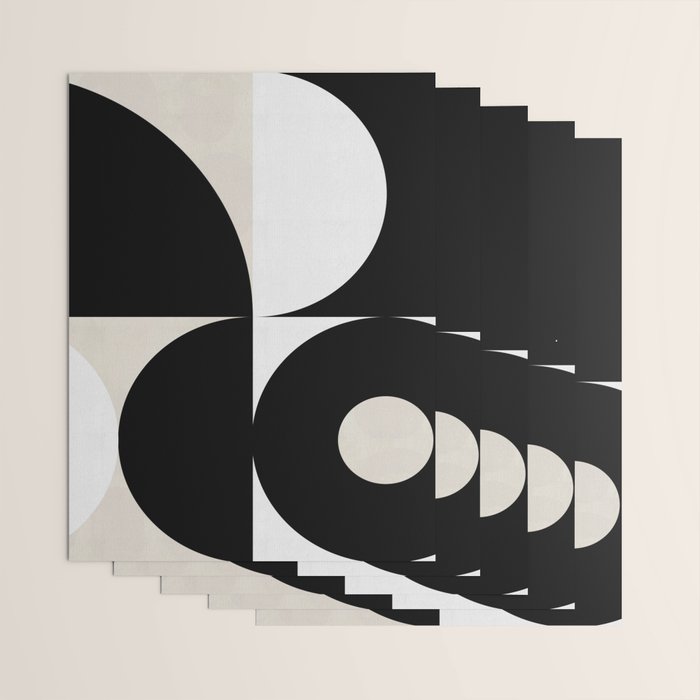 geometry mid modern black white Wrapping Paper Gallery Image 3