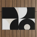 geometry mid modern black white Outdoor Rug Gallery Image 1
