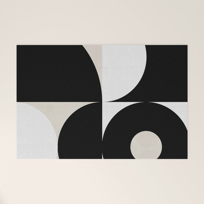 geometry mid modern black white Welcome Mat Gallery Image 1