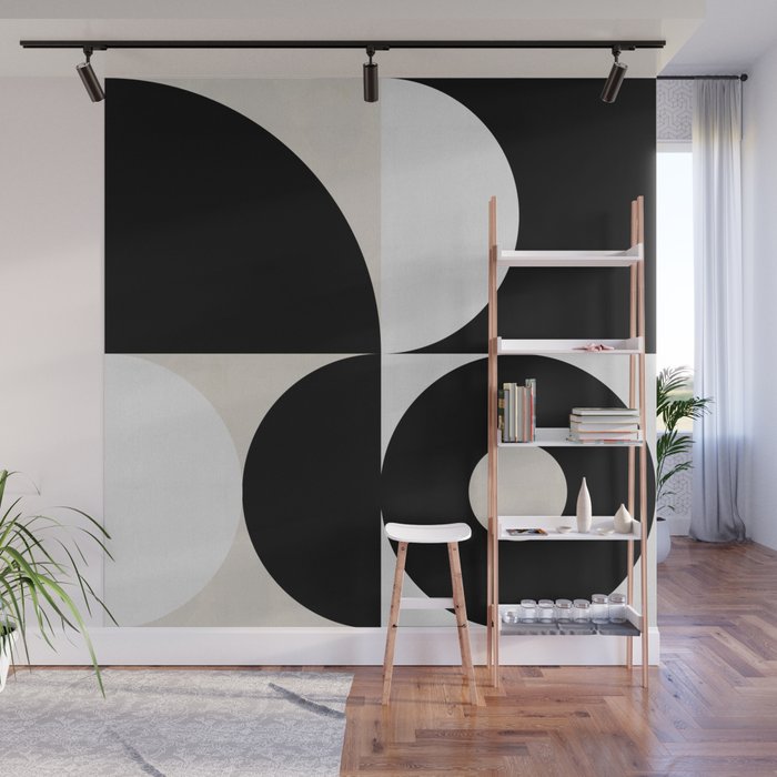 geometry mid modern black white Wall Mural Gallery Image 1