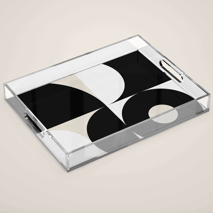 geometry mid modern black white Acrylic Tray Gallery Image 1