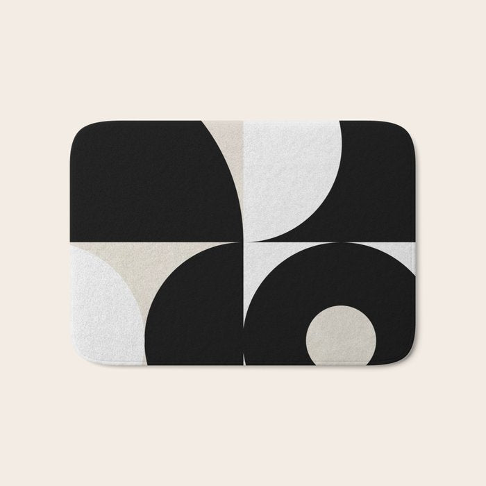 geometry mid modern black white Bath Mat Gallery Image 1