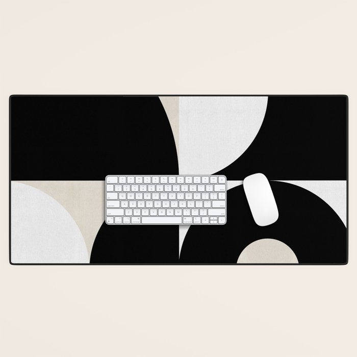 geometry mid modern black white Desk Mat Gallery Image 1
