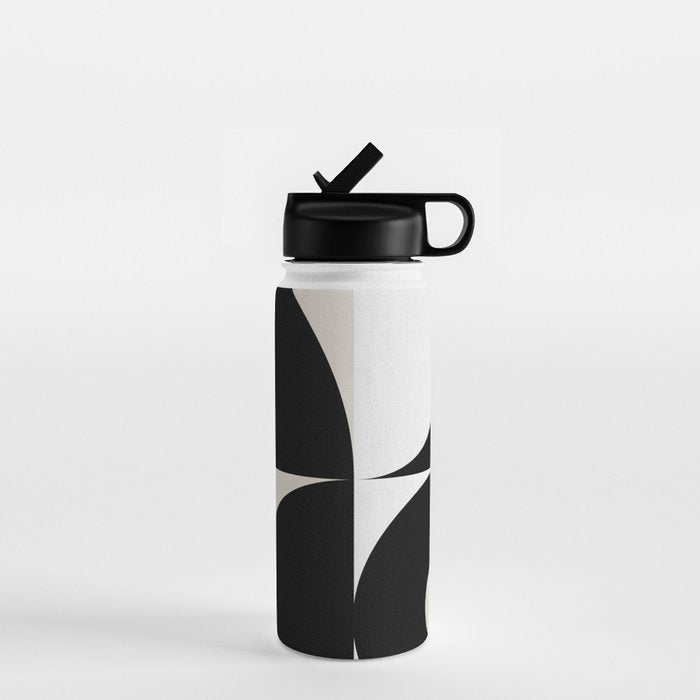 geometry mid modern black white Water Bottle Gallery Image 1