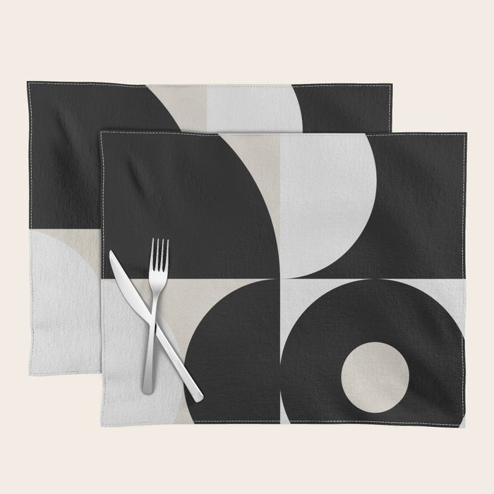 geometry mid modern black white Placemat Gallery Image 1